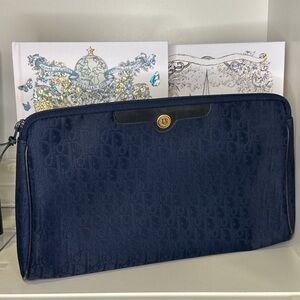 Dior Navy Blue Monogram Clutch Wristlet